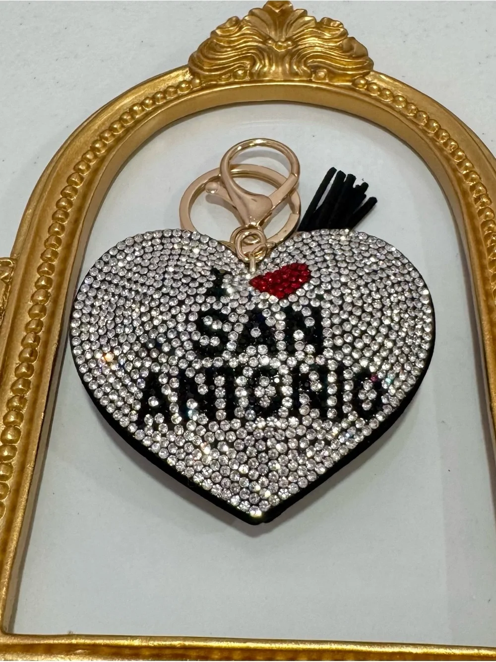 New Crystal Heart Keychain I ❤️ San Antonio
